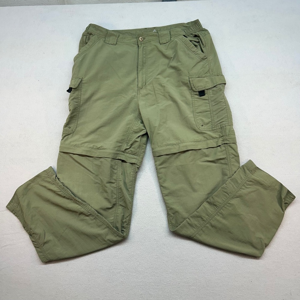 Bimini Bay Outfitters Mens Large Convertible Cargo Pants Olive Green Nylon Pant